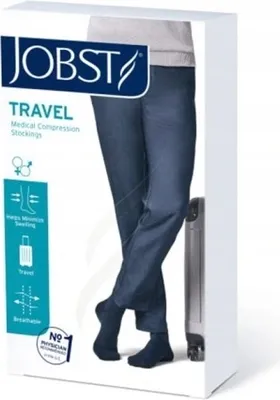 Produktbild von JOBST Travel Reisestrümpfe für Damen und Herren - hilft, Reisethrombosen vorzubeugen - weich, atmungsaktiv dank 33% Baumwollanteil, Beige, Size 5