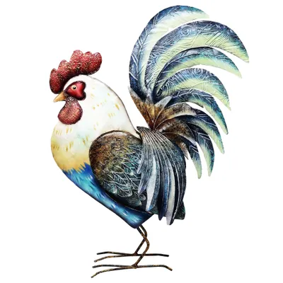 Produktbild von Dekofigur Hahn - Tier Blech Dekoration Metallfigur Gockel Huhn Ostern