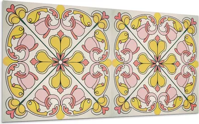 Produktbild von Blumenmuster Mit Ornamenten – Selbstklebende Fliesen – Wandverkleidung – Wandpaneel – PVC Fliesen – Vinylflisen – PCV Flisen – Selbstklebend – Wanddeko – 10 Stück 100 x 50 cm