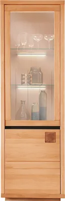 Produktbild von Vitrine 65 cm breit modern in massiver Buche geölt WINCHESTER-69