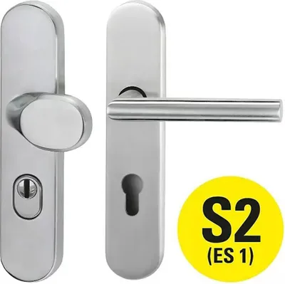 Produktbild von Sicherheitsbeschlag Modern Warrior, DIN 18257 ES1, Wohnungseingangstür, Türstärke: 35 mm - 45 mm, Edelstahl, Außengriff, Innengriff