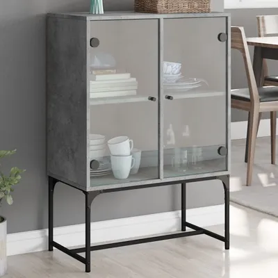 Obrázek produktu pro vidaXL Boční skříňka se skleněnými dvířky betonově šedá 69x37x100 cm
