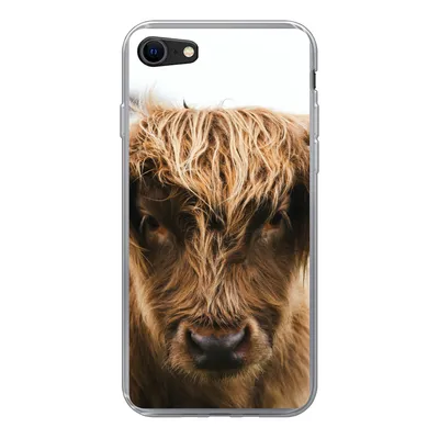 Produktbild von MuchoWow® Handyhülle Schutzhülle Hülle für iPhone SE 2020 Schottischer Highlander - Kuh - Gras - Tiere - Natur Silikon Softcase Handy Hülle - Kartenbesitzer