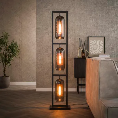 Produktbild von Hoyz - Stehlampenturm 3L - Rauchglas - Artic Black
