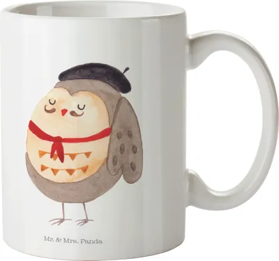 Produktbild von Mr. & Mrs. Panda Tasse Eule Frankreich - Weiß - Geschenk, La Vie Est Belle, Stolz, Becher, Das Leben Ist schön, Keramiktasse, Kaffeebecher, Kaffeetasse, Teetasse