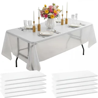 Produktbild von Einweg Tischdecken Weiß 10 Stück 137 x 274 cm 0,03 mm PEVA