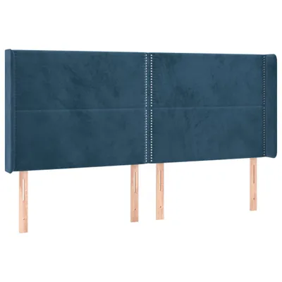 Produktbild von Kopfteil mit Ohren Dunkelblau 203x16x118/128 cm Samt