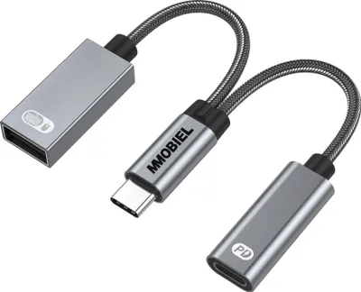 Produktbild von MMOBIEL USB-C zu USB Adapter OTG - 2 in 1 Splitter USB-C zu USB-A und USB-C PD 60W