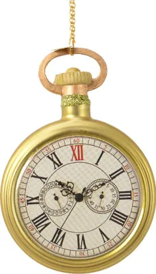 Produktbild von Christbaumschmuck Glas Taschenuhr 11cm gold
