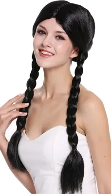 Produktbild von WIG ME UP Perücke 2 Geflochtene Zöpfe Schwarz 90958-ZA103