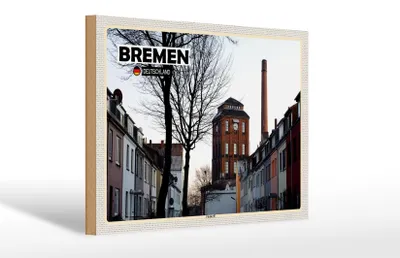 Produktbild von Holzschild Städte Bremen Deutschland Findorff Fabrik 30x20cm