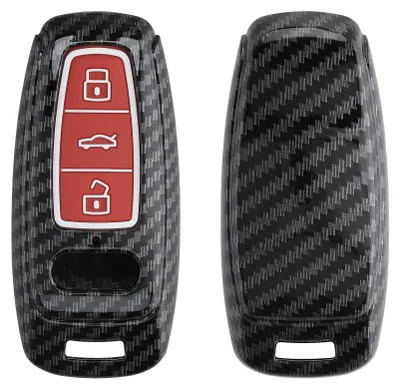 Produktbild von kwmobile Autoschlüssel Hülle kompatibel mit Audi A6 A7 A8 Q7 Q8 3-Tasten Autoschlüssel Keyless - Hardcover Schutzhülle Schlüsselhülle Cover in Rot