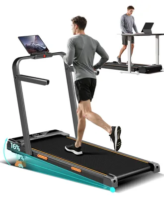Produktbild von LONTEK Laufband für Zuhause Klappbar mit Steigung 16%, 10KM/H Walking Pad, Fernbedienung, 3.0HP, Belastung 136KG