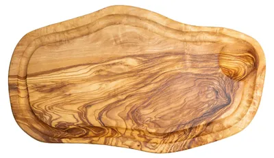 Image de Planche à découper en bois d'olivier avec gouttière pour recueillir les jus, de 30 à 33 cm
