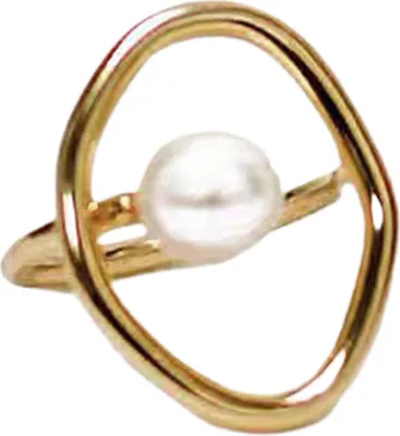 Produktbild von Damen-Ring, galvanisiert, auffälliger goldener Kunstperlen-Fingerring, Schmuckzubehör-Golden,US 10