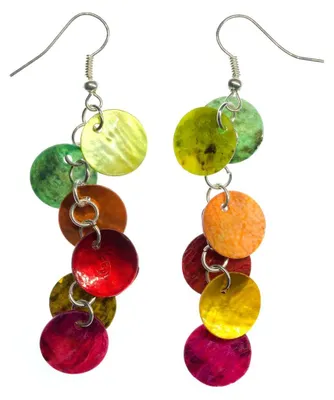 Produktbild von Perlmutt Ohrringe Miniblings Hänger Perlmuttscheiben Hippie Boho bunt SILBER