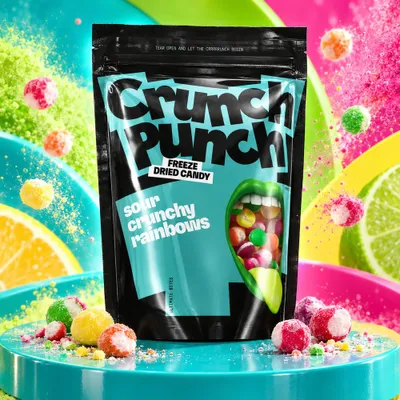Image de Bonbons gélifiés croquants lyophilisés Sour Crunchy Rainbows 100 g
