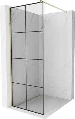 Image de Mexen Kioto paroi de douche 80 x 200 cm, Transparent/Noir motif 8 mm, Or - 800-080-101-50-77
