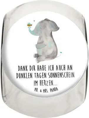 Produktbild von Mr. & Mrs. Panda Süßigkeiten Glas Elefant Biene XL 2000ml - Weiß - Geschenk, Kaffeedose, Liebesspruch, keksglas, Tiermotive, Süßigkeitenglas, Bonboniere, Vorratsglas