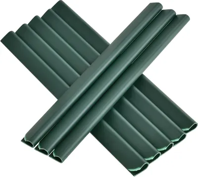 A set of green PVC privacy strips for fences, arranged in an X shape against a white background.