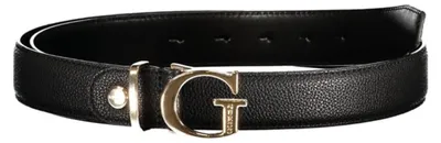 Produktbild von Eleganter Damengürtel Schwarz mit Metallschnalle und Logo-Detail