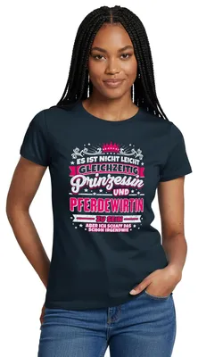 Produktbild von Spreadshirt Prinzessin Und Pferdewirtin | Pferdeliebe Humor Frauen T-Shirt, L, Navy