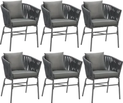 Produktbild von tectake® Stuhlset Valeiras im Rope-Design, dicke Polster, 60x61x77cm