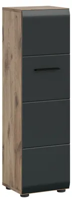 Image de Ice armoire de salle de bain 1 porte noir mat, chêneReproduction.