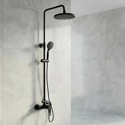 Produktbild von Duscharmatur Komplettset,Duschsystem mit Regendusche, 3 Strahlarten Duschkopf, Duscharmatur Schwarz?Regendusche mit armatur