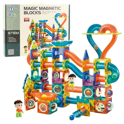 Zdjęcie produktu dla Klocki magnetyczne tor kulkowy 188el