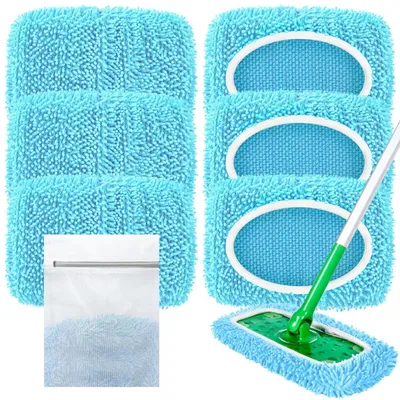Obrázek produktu pro 6 kusů hadříků na podlahu – omyvatelné – z mikrovlákna – kompatibilní se Swiffer – rychlé čištění povrchů – včetně sáčku na praní – čisticí hadříky