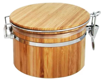 Produktbild von 0,5 Liter Bambus-Holz Vorrats-Dose aromadicht Bügelverschluss Vorratsbehälter Frischhalte-Behälter Aufbewahrungs-Box Kaffeedose