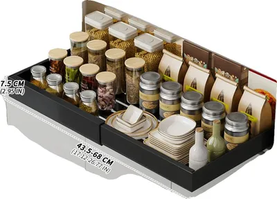 Obrázok produktu pre Organizér do skrine, nastaviteľná šírka, moderný minimalistický štýl, čierna L