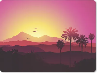 Produktbild von MuchoWow® Mauspad Mousepad Eine Illustration eines rosa Himmels über den Bergen 23x19 cm - Mousepads - Maus Mat - Pad - Mausunterlage - Schreibtischunterlage - Mauspad