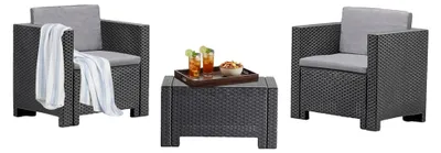 Produktbild von Loungeset für draußen Ganimede, Outdoor-Lounge mit Couchtisch mit Kissen, Gartenkomposition mit Sofa und Sesseln,  Italy, Anthrazit