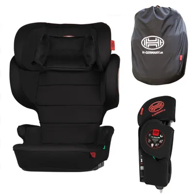 Produktbild von HEYNER®  Kindersitz i-Size Faltbar 100-150cm ISOFIX inkl. Tasche schwarz R129 , 9-stufige Kopfstütze, schwarz, Abmessungen 44x35x58 cm, Waschbarer Bezug & inklusive Tasche