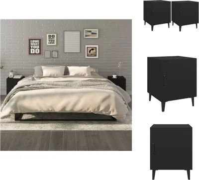 Immagine prodotto di vidaXL Comodini 2 pezzi in materiale ligneo nero - Comodini