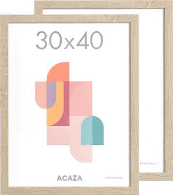 Produktbild von ACAZA Set Von 2 Bilderrahmen - 30 x 40 Cm - Fotorahmen Aus MDF Holz - Hell Eiche Farbe
