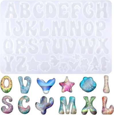 Productafbeelding van Motivvorm, gietvorm, siliconen vorm, letters, alfabet (A-Z), siliconen vormen, gietvormen, epoxyharsvorm, mini alfabet epoxyharsvormen voor doe-het-zelf projecten