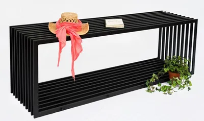 Produktbild von DanDiBo Gartenbank Metall Wetterfest Schwarz 150 cm Sitzbank Modern D-Stil Parkbank Eisen Blumenbank