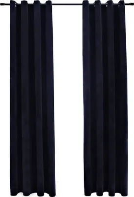 Produktbild von vidaXL Verdunkelungsvorhänge mit Ösen 2 Stk. Samt Schwarz 140x175 cm