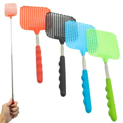 Produktbild von Fliegenklatsche Insektenklatsche Fliegenklappe - Teleskop - 4er-Set - Gummigriff - Schwarz - Für Mücken, Wespen und Spinnen