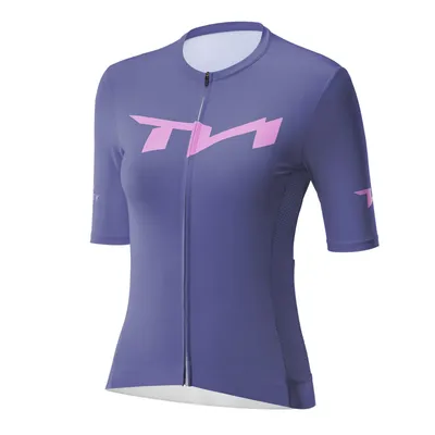 Obrázok produktu pre ROCKBROS TVI Dámske cyklistické tričko s krátkym rukávom, pohodlné a priedušné, s 3 vreckami, outdoorové, fialové, veľkosť M (EÚ)