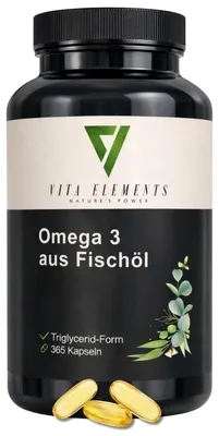 Immagine prodotto di Vita Elements Omega 3 365 Capsule EPA DHA Olio di Pesce Integratore Alimentare, Immagine generata dall'IA