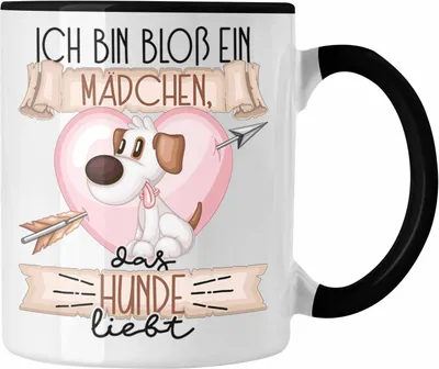 Produktbild von Trendation - Hunde Tasse Geschenk Frauen Ich Bin Bloß Ein Mädchen Das Hunde Liebt Frauchen Tochter Hundeliebhaberin Geschenk Spruch Geburtstag (Schwarz)