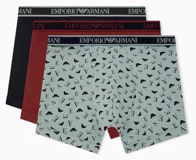 Immagine prodotto di Emporio Armani, confezione da 3 boxer da uomo, modello CORE Logoband, colore rosso, taglia XL