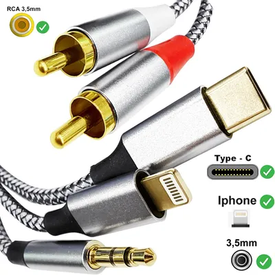 Produktbild von 3 in 1 Auf Cinch Audio Kabel Type C Auf 2RCA Stereo Adapterkabel Kompatibel Mit