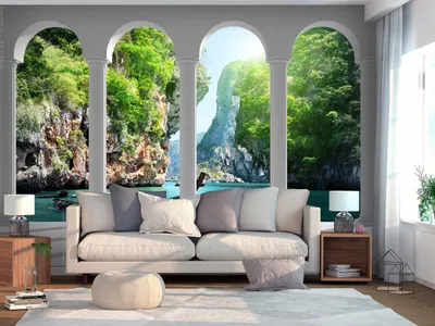 Produktbild von Vlies Fototapete Paradies 400x280 cm Tapeten Wandtapete XXL Natur Landschaft Laguna Meer See c-C-0454-a-a