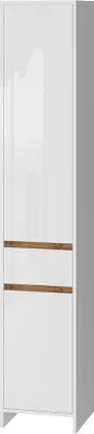 Obrázek produktu pro Koupelnová skříňka Vicco Detmold Bílý vysoký lesk/zlatý dub power 35 x 190 cm se 2 dvířky a jednou zásuvkou, Model 49530