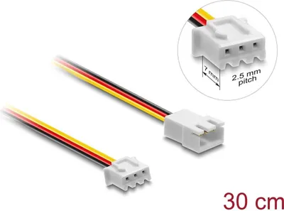 Image de Delock Lüfter Verlängerungskabel Stecker zu Buchse 3Pin 30cm